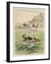 Couple Swim Side by Side off the Beach at Santander Spain-D. Eusebio Planas-Framed Art Print