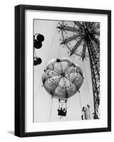 Couple Taking a Ride on the 300 Ft. Parachute Jump at Coney Island Amusement Park-Marie Hansen-Framed Premium Photographic Print