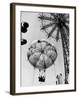 Couple Taking a Ride on the 300 Ft. Parachute Jump at Coney Island Amusement Park-Marie Hansen-Framed Photographic Print