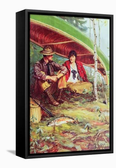 Couple Taking Shelter from the Rain under a Boat-Philip Russell Goodwin-Framed Stretched Canvas