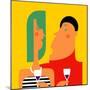 Couple Talking and Drinking Wine at a Party-ValoValo-Mounted Art Print