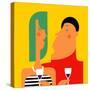 Couple Talking and Drinking Wine at a Party-ValoValo-Stretched Canvas