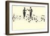 Couple Toasting on Musical Staff-null-Framed Art Print