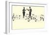 Couple Toasting on Musical Staff-null-Framed Art Print