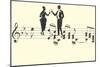 Couple Toasting on Musical Staff-null-Mounted Art Print