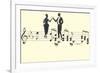 Couple Toasting on Musical Staff-null-Framed Premium Giclee Print