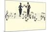 Couple Toasting on Musical Staff-null-Mounted Premium Giclee Print