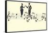 Couple Toasting on Musical Staff-null-Framed Stretched Canvas