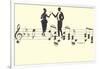 Couple Toasting on Musical Staff-null-Framed Art Print