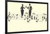 Couple Toasting on Musical Staff-null-Framed Art Print