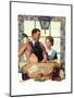 Couple Uncrating Turkey-Norman Rockwell-Mounted Giclee Print