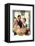 Couple Uncrating Turkey-Norman Rockwell-Framed Stretched Canvas