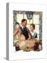 Couple Uncrating Turkey-Norman Rockwell-Stretched Canvas