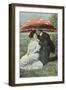 Couple under Giant Poison Mushroom-null-Framed Art Print