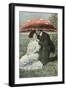 Couple under Giant Poison Mushroom-null-Framed Art Print