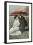 Couple under Giant Poison Mushroom-null-Framed Art Print