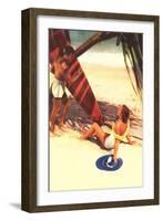 Couple Vacationing on Beach-null-Framed Art Print