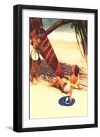 Couple Vacationing on Beach-null-Framed Art Print