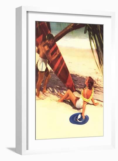 Couple Vacationing on Beach-null-Framed Art Print