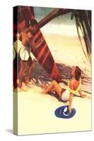 Couple Vacationing on Beach-null-Stretched Canvas