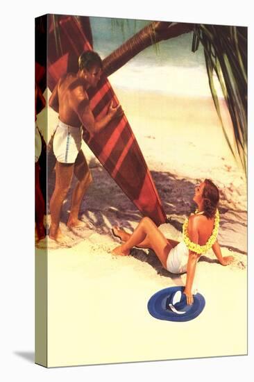 Couple Vacationing on Beach-null-Stretched Canvas