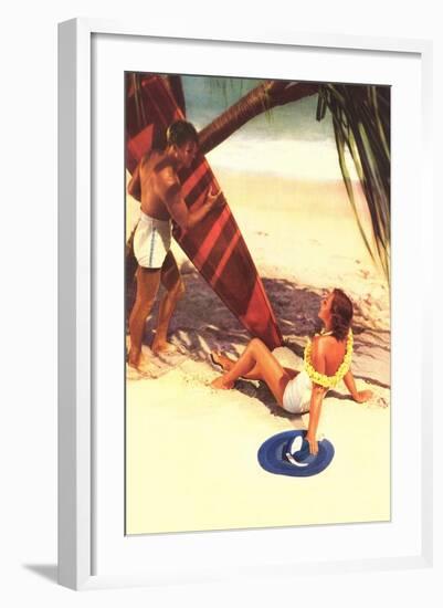 Couple Vacationing on Beach-null-Framed Art Print