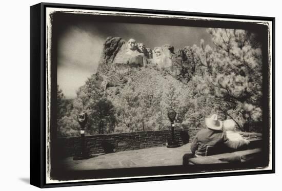 Couple viewing Mt Rushmore, South Dakota, USA-Theo Westenberger-Framed Stretched Canvas