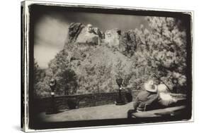 Couple viewing Mt Rushmore, South Dakota, USA-Theo Westenberger-Stretched Canvas