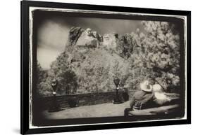 Couple viewing Mt Rushmore, South Dakota, USA-Theo Westenberger-Framed Art Print