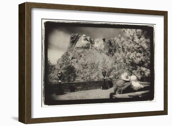 Couple viewing Mt Rushmore, South Dakota, USA-Theo Westenberger-Framed Art Print