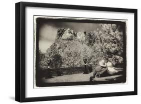 Couple viewing Mt Rushmore, South Dakota, USA-Theo Westenberger-Framed Art Print