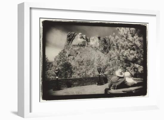 Couple viewing Mt Rushmore, South Dakota, USA-Theo Westenberger-Framed Art Print
