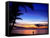 Couple Walking Along Beach at Sunset, Fiji-Peter Hendrie-Framed Stretched Canvas