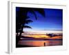 Couple Walking Along Beach at Sunset, Fiji-Peter Hendrie-Framed Photographic Print