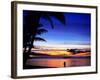 Couple Walking Along Beach at Sunset, Fiji-Peter Hendrie-Framed Photographic Print