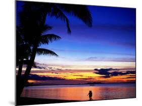 Couple Walking Along Beach at Sunset, Fiji-Peter Hendrie-Mounted Photographic Print