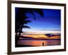 Couple Walking Along Beach at Sunset, Fiji-Peter Hendrie-Framed Photographic Print