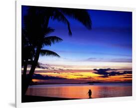 Couple Walking Along Beach at Sunset, Fiji-Peter Hendrie-Framed Photographic Print