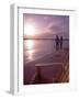 Couple Walking Along Beach at Sunset, Nassau, Bahamas, Caribbean-Greg Johnston-Framed Photographic Print