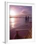 Couple Walking Along Beach at Sunset, Nassau, Bahamas, Caribbean-Greg Johnston-Framed Photographic Print