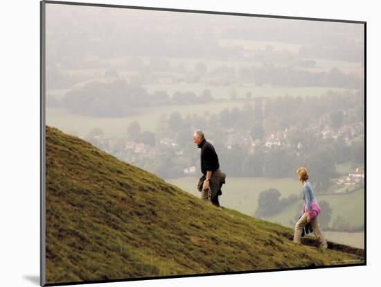 Couple Walking, British Camp, Hereford Beacon, Malvern Hills, Herefordshire, Midlands-David Hughes-Mounted Photographic Print