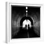 Couple walking into the light, York tunnel, York, England-Karen Deakin-Framed Photographic Print