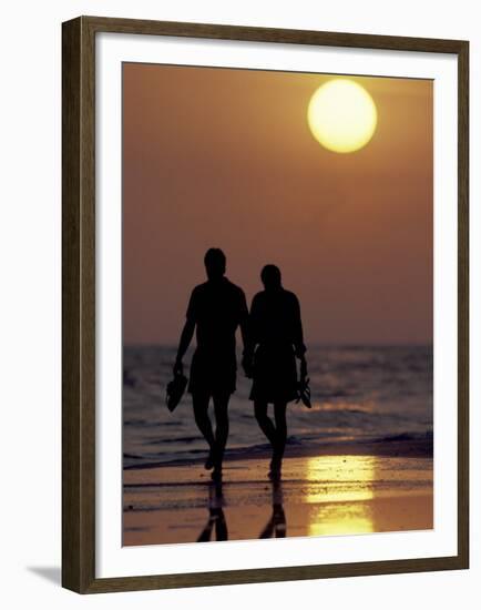 Couple Walking on Beach at Sunset, Sarasota, Florida, USA-Maresa Pryor-Framed Premium Photographic Print