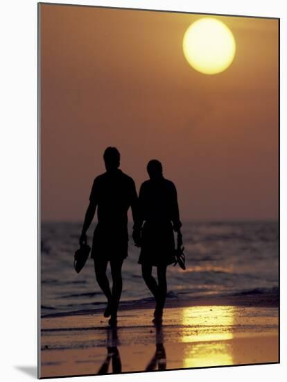 Couple Walking on Beach at Sunset, Sarasota, Florida, USA-Maresa Pryor-Mounted Premium Photographic Print