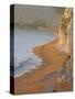 Couple Walking on Beach. Isle of Purbeck, Dorset, England UK-Jean Brooks-Stretched Canvas