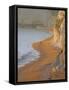 Couple Walking on Beach. Isle of Purbeck, Dorset, England UK-Jean Brooks-Framed Stretched Canvas