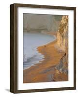 Couple Walking on Beach. Isle of Purbeck, Dorset, England UK-Jean Brooks-Framed Photographic Print