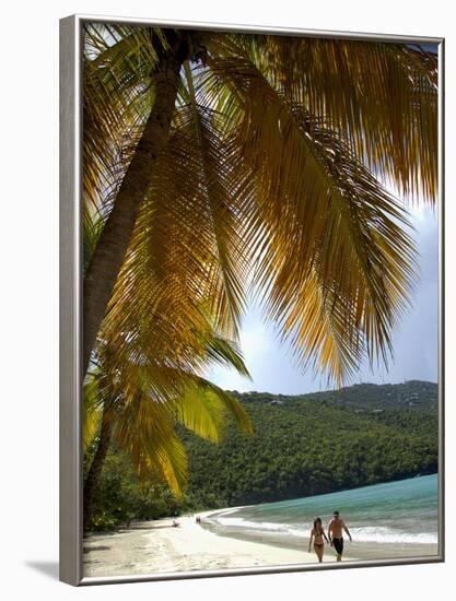 Couple Walking on Beach, Magens Bay, St. Thomas, Us Virgin Islands, Caribbean-Cindy Miller Hopkins-Framed Photographic Print