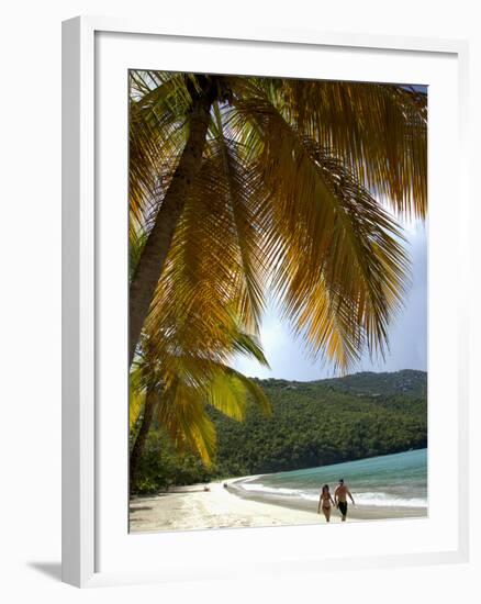 Couple Walking on Beach, Magens Bay, St. Thomas, Us Virgin Islands, Caribbean-Cindy Miller Hopkins-Framed Photographic Print