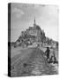 Couple Walking on Causeway Toward Mont Saint Michel-Ralph Morse-Stretched Canvas